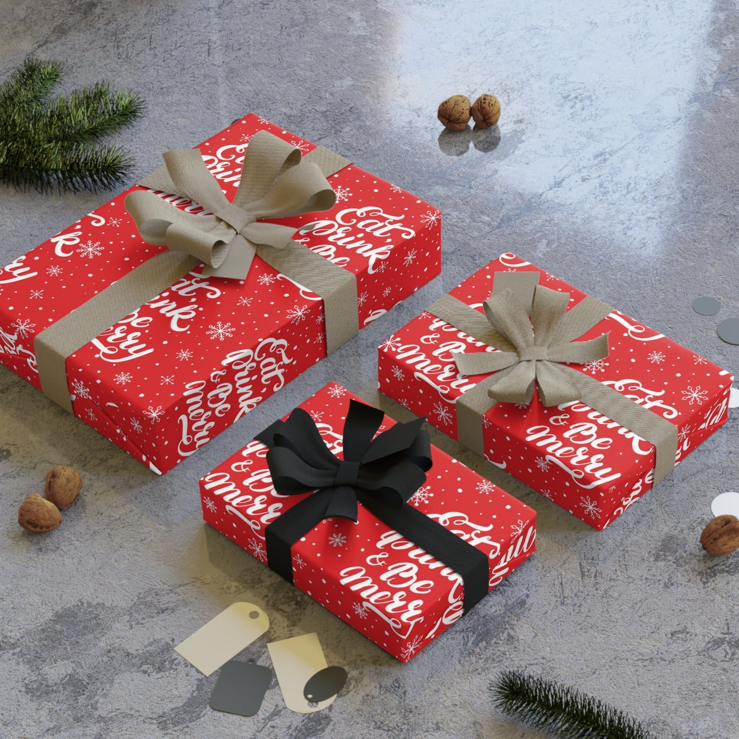 Eat, Drink Red Wrapping Paper(Double Sided)