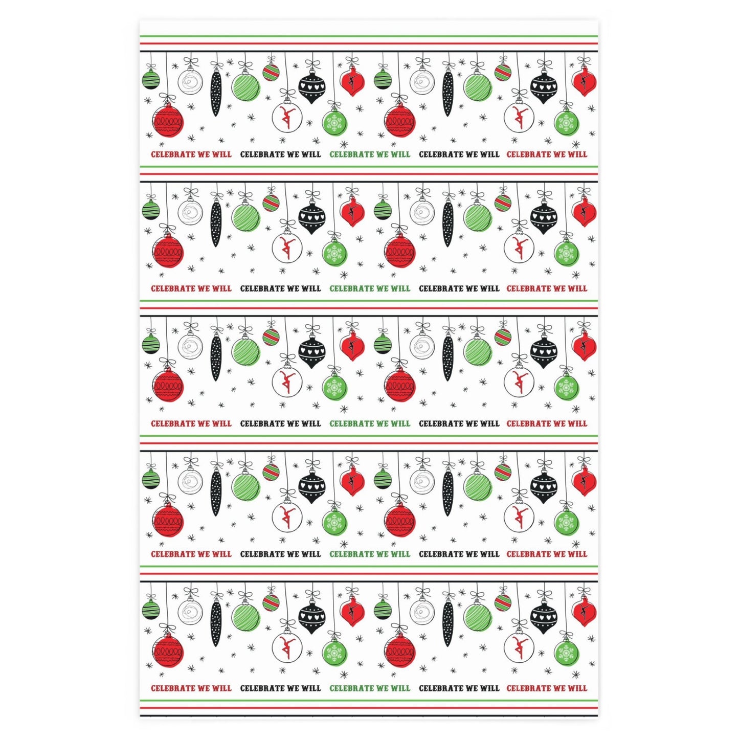 Celebrate We Will Red Wrapping Paper (Double Sided)