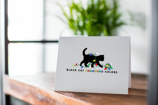 Black cat Christmas 5x7 Christmas Card 6 Pack