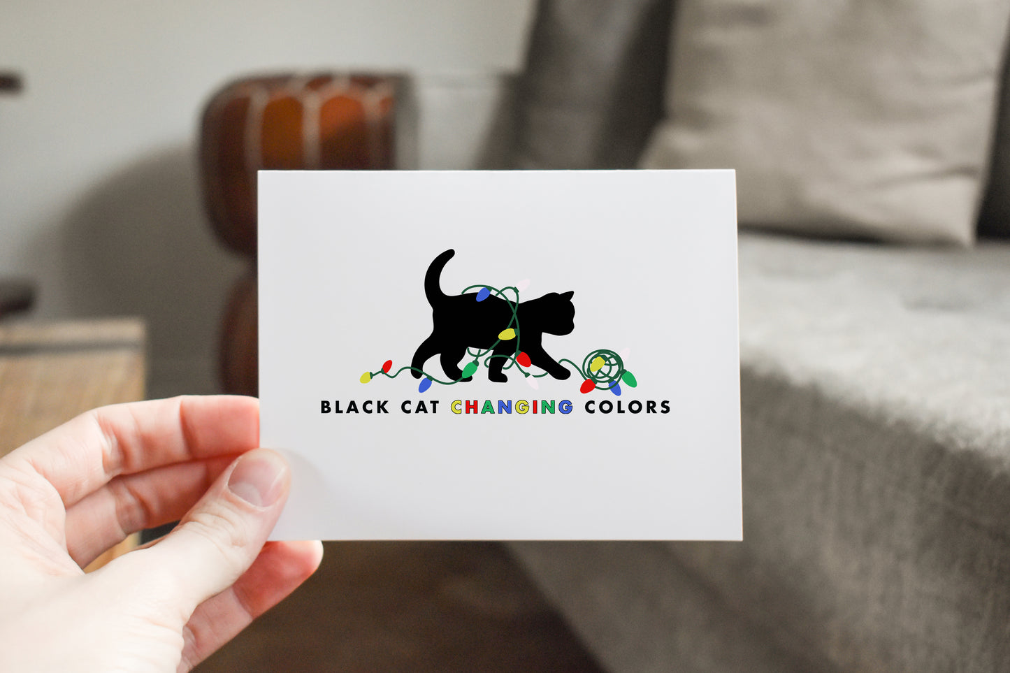 Black cat Christmas 5x7 Christmas Card 6 Pack