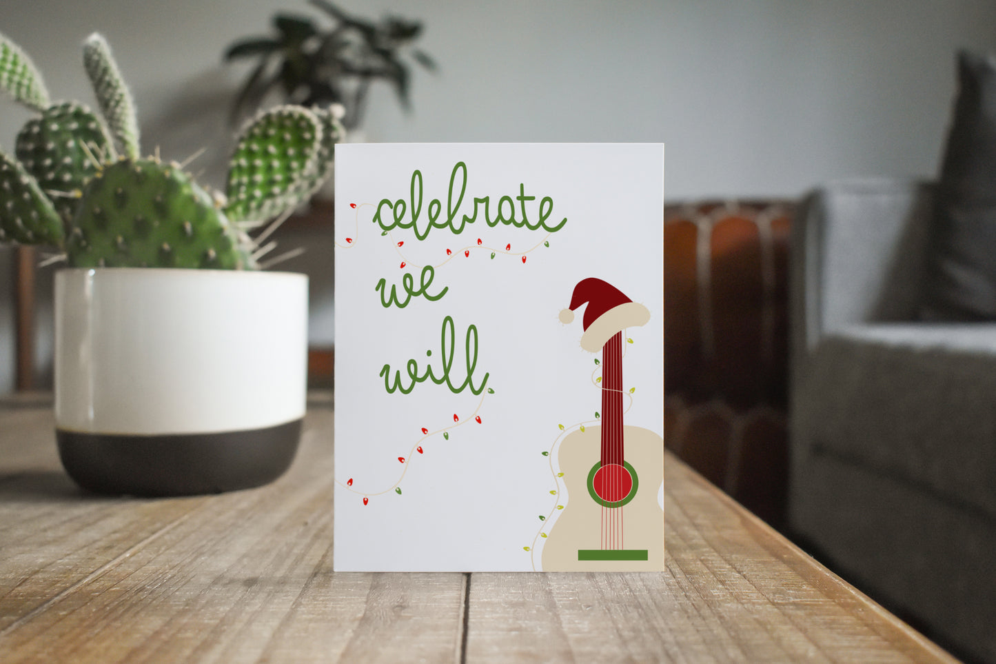 Guitar Celebrate We Will 5x7 Christmas Card 6 Pack