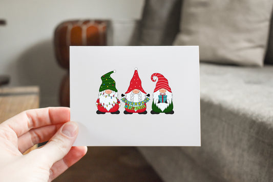 Gnomes Celebrate We Will 5x7 Christmas Card 6 Pack