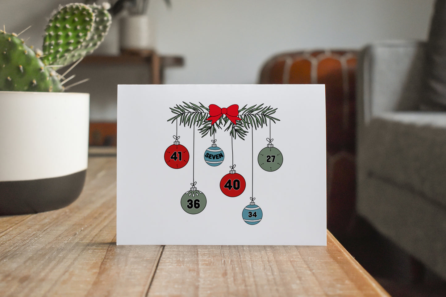 Lucky Christmas Numbers 5x7 Christmas Card 6 Pack