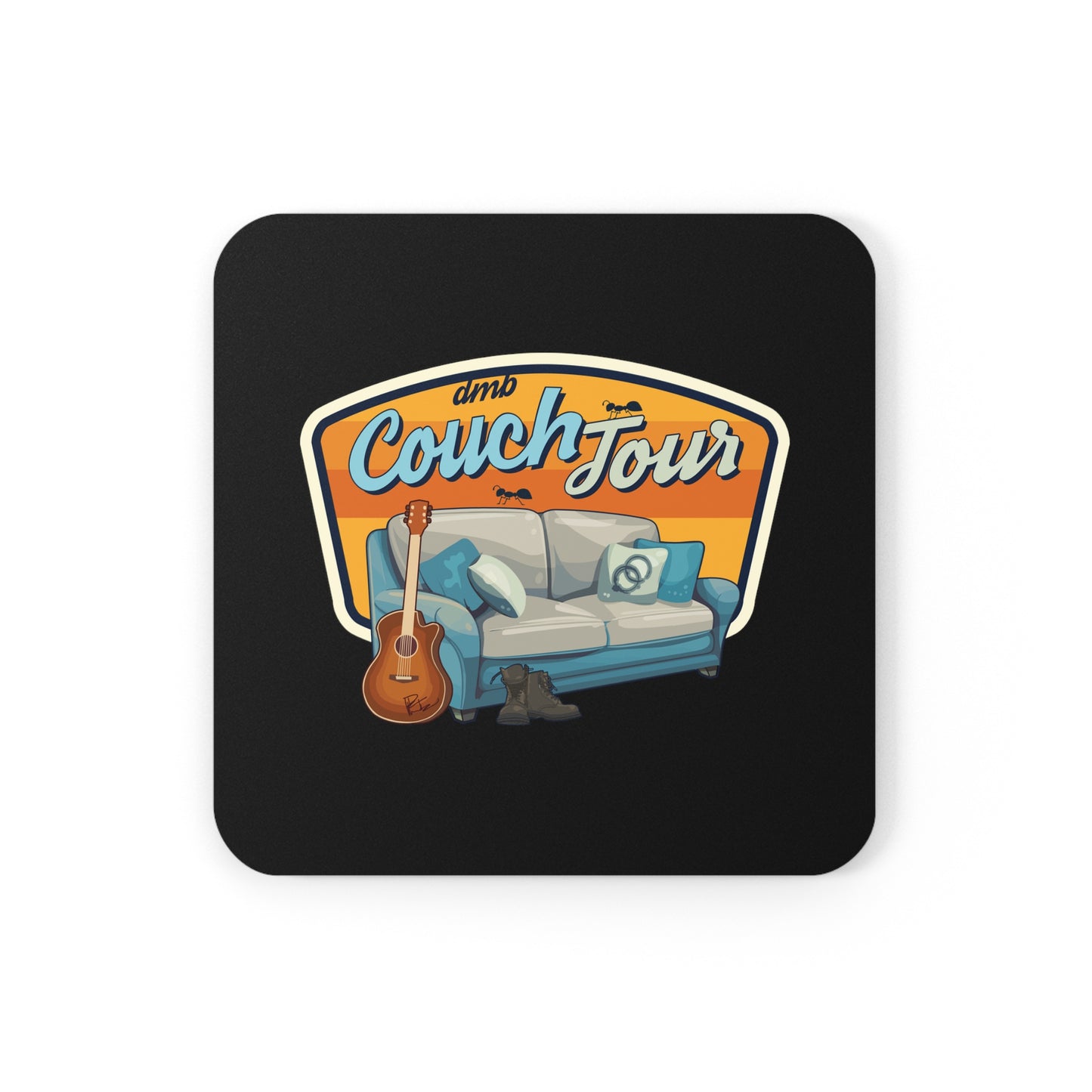 Couch Tour Logo 4 set of Cork Wood Coasters