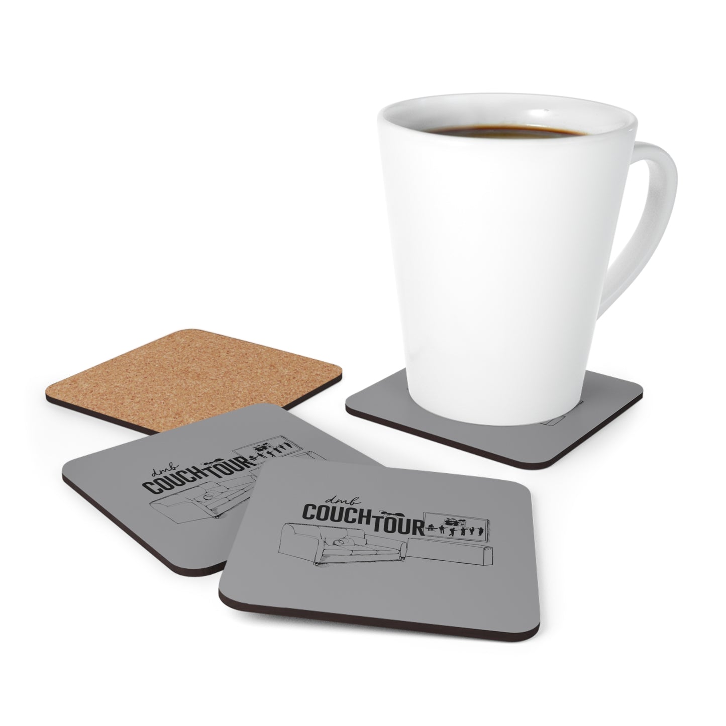 Couch Tour TV 4 set of Cork Wood Coasters