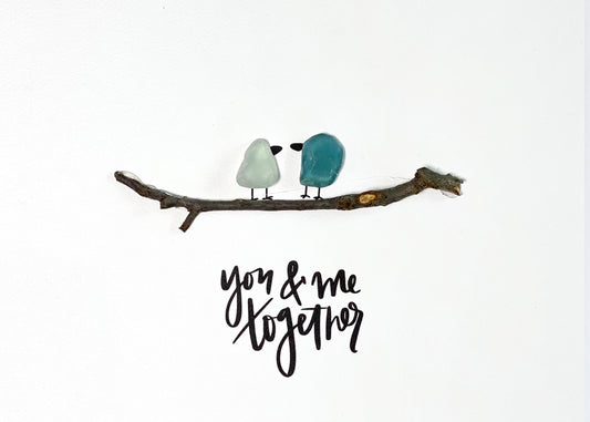 You & Me clear/blue - Famed Sand Glass Art - Birds of A Feather