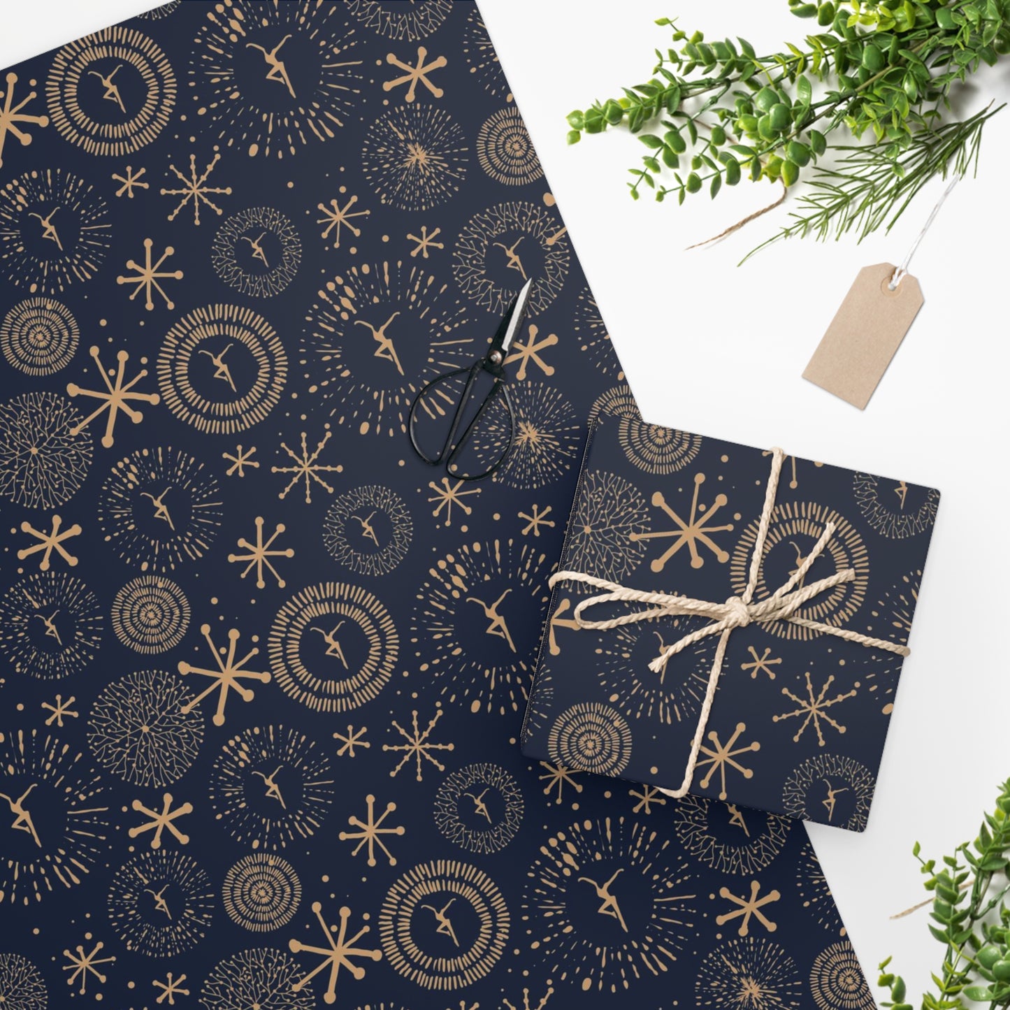 Celebrate in Blue and Gold Wrapping Paper (Double Sided)