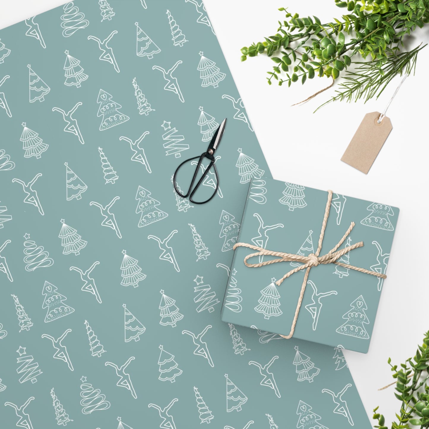 Eat Drink Teal Wrapping Paper (Double Sided)