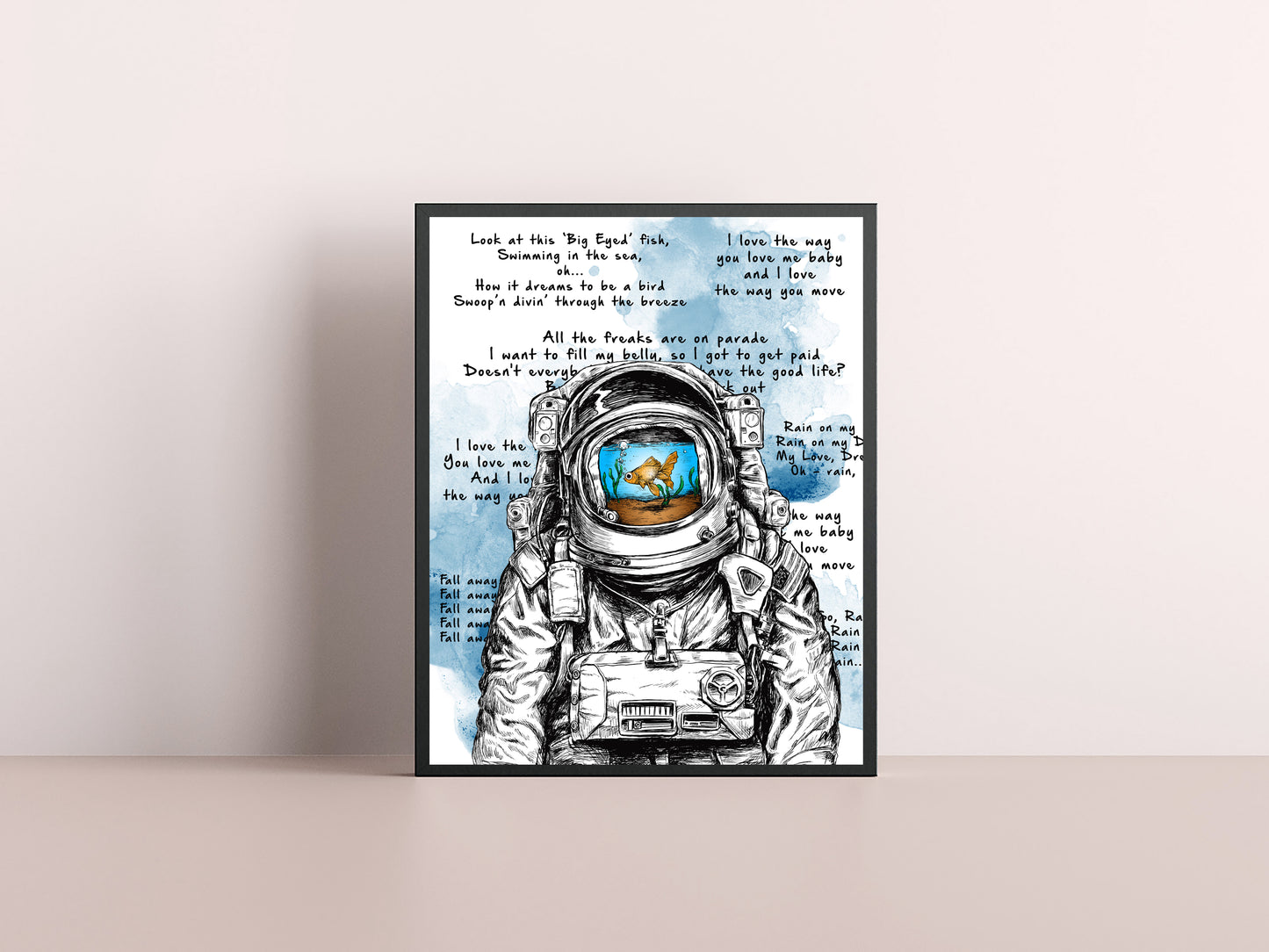 Big Eyed Fish Spaceman Mashup Art Print