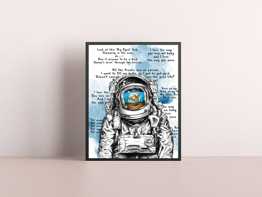 Big Eyed Fish Spaceman Mashup Art Print