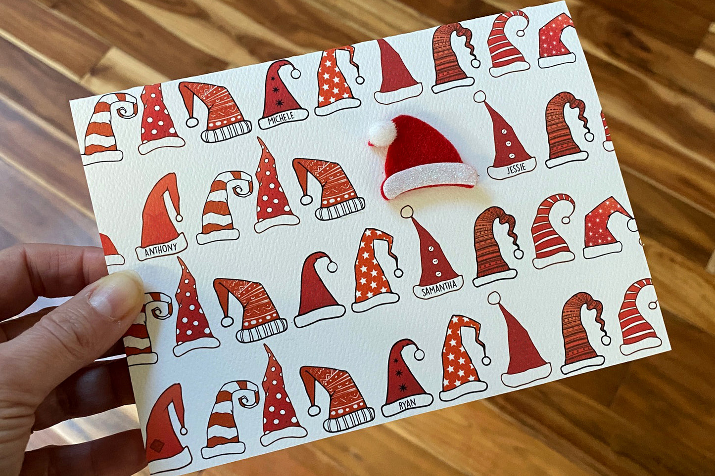 The Many Crazy Santa Hats Personalized 5 Holiday Card Bundle