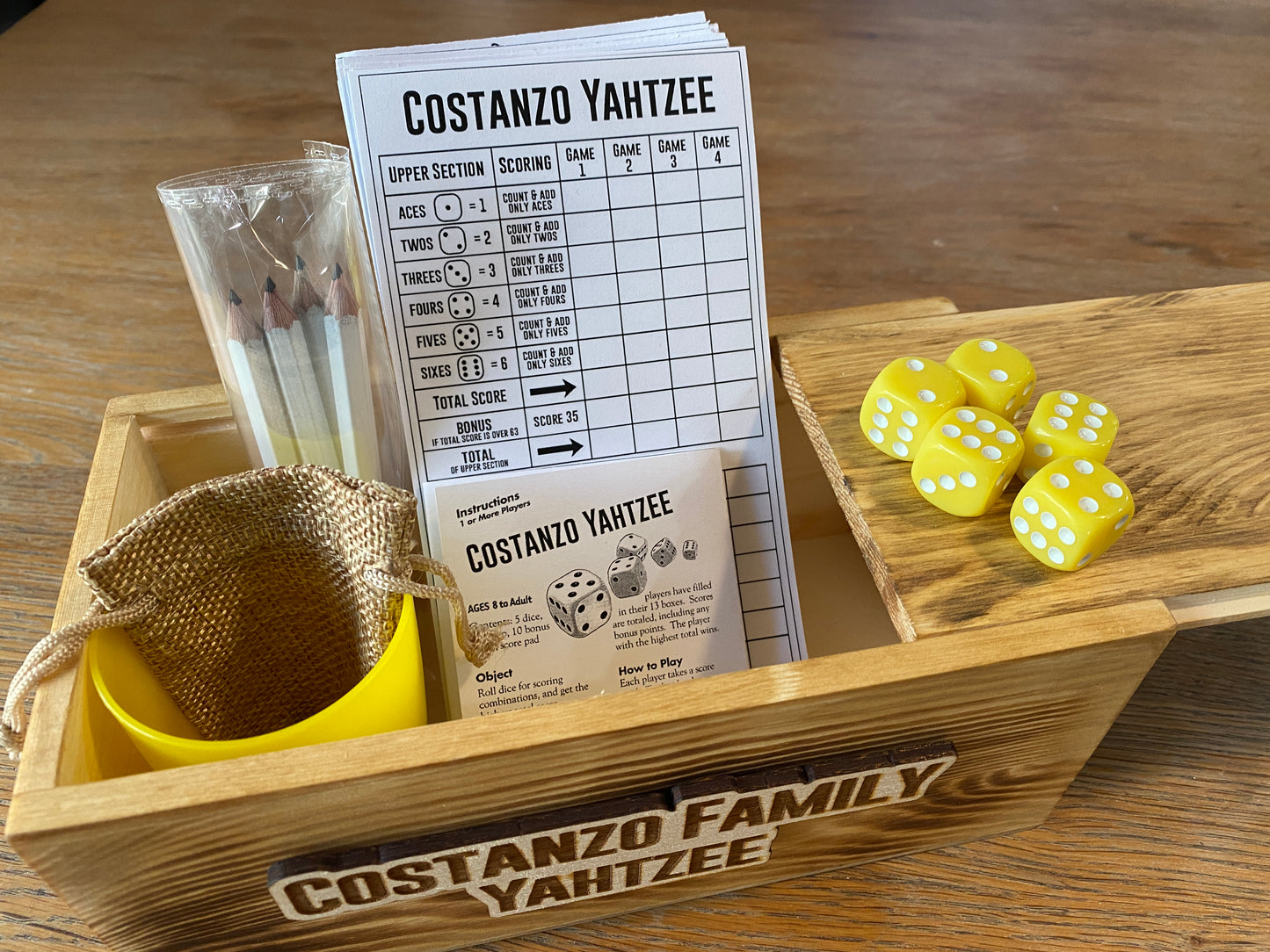 Custom Wood Personalized Yahtzee