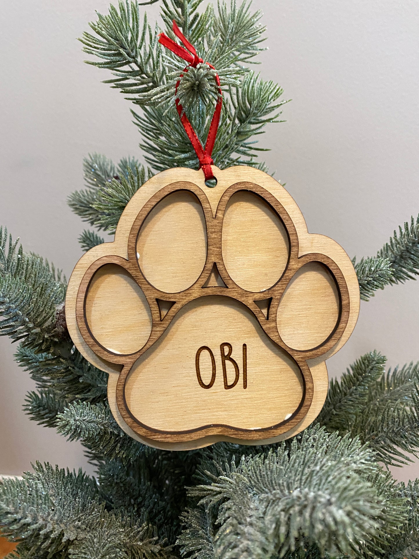 Dog Paw Print Multi Layer Personalized Ornament