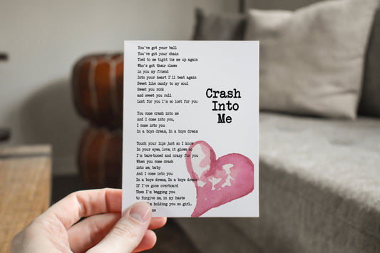 Crash Into Me Valentines Day Card