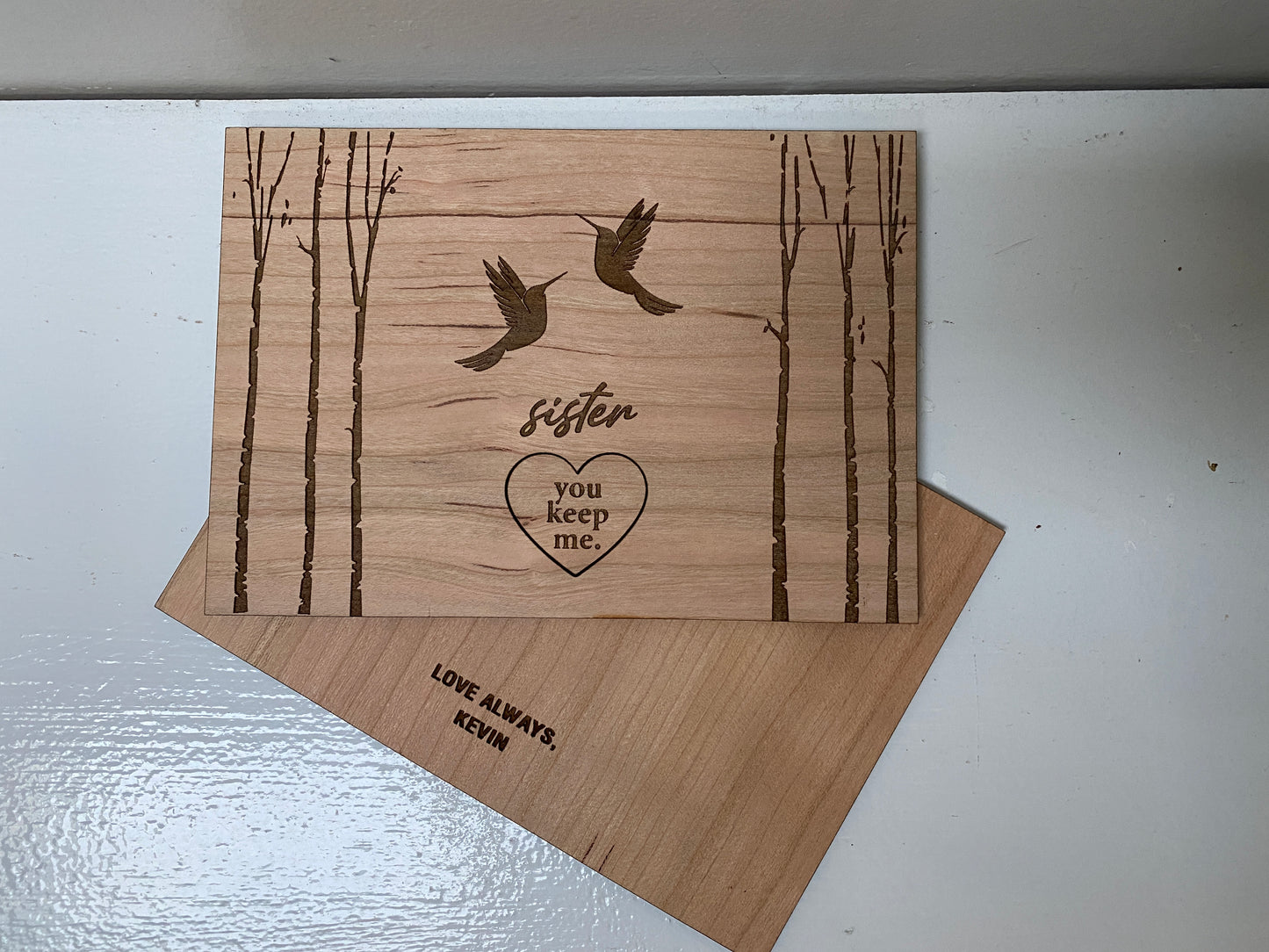 Sister Token Wood Greeting Card