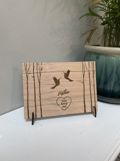 Sister Token Wood Greeting Card