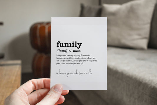 The Definition of Family Greeting Card