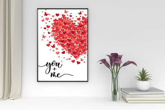 You and Me Hearts And Butterfly's Art Print