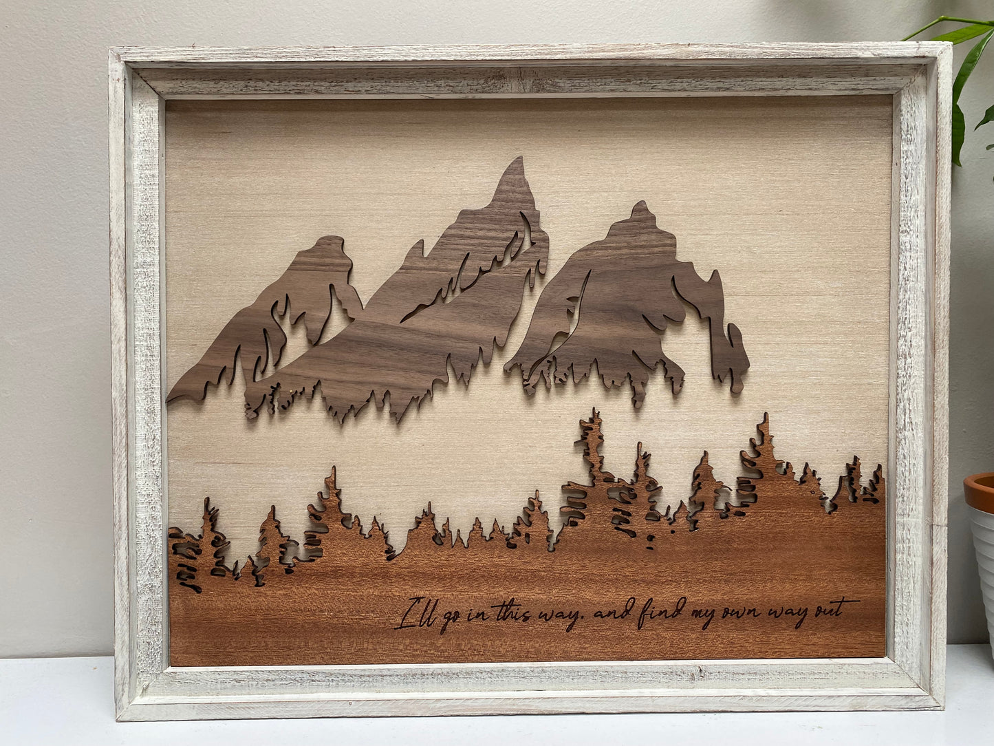 Personalized Mountains In the Distance Wood Wall Art