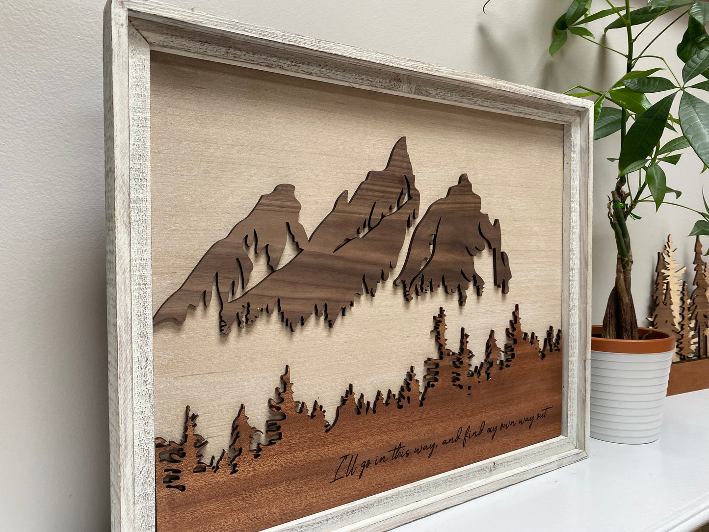 Personalized Mountains In the Distance Wood Wall Art