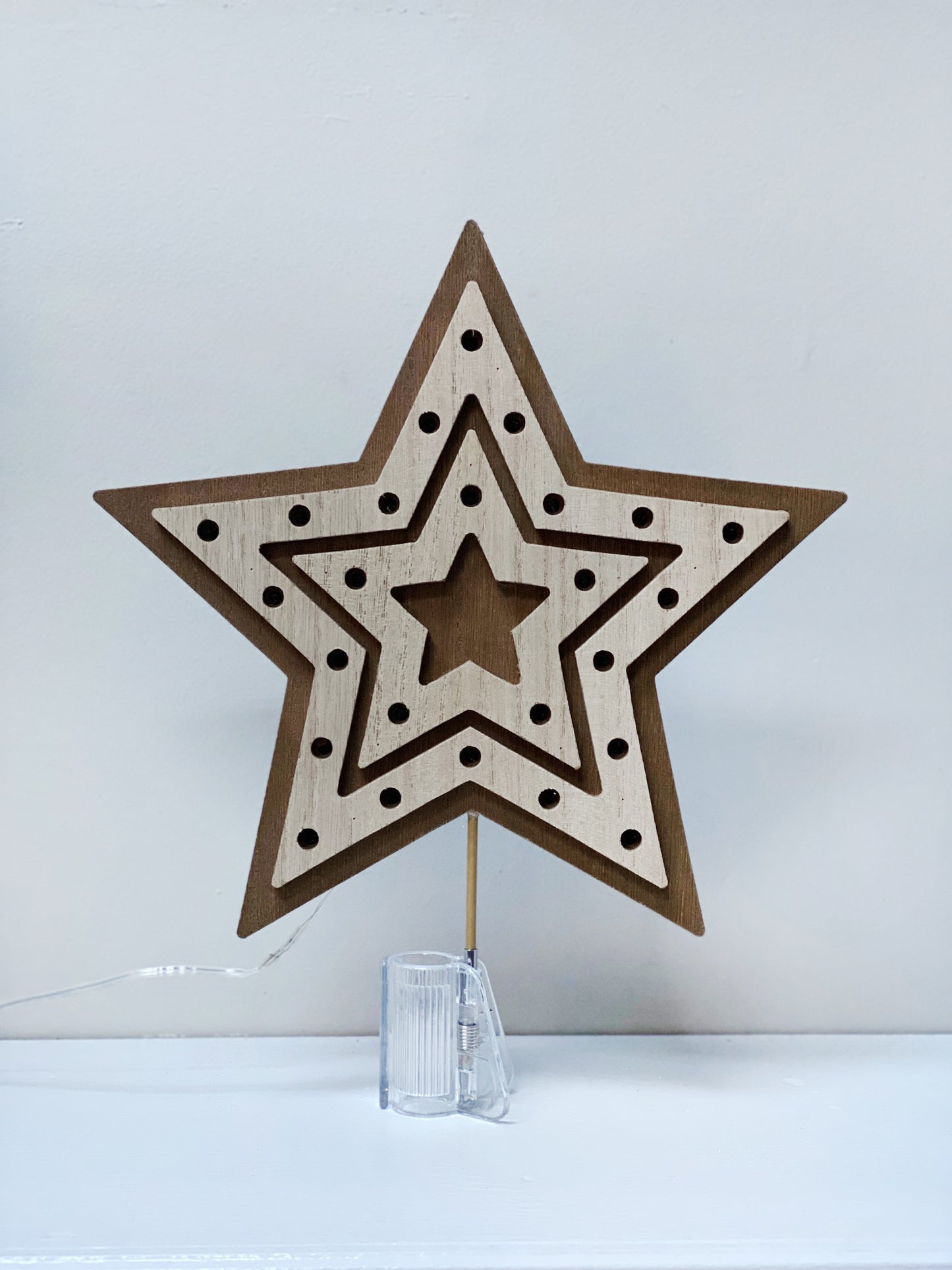 Light Up Wood Tree Topper