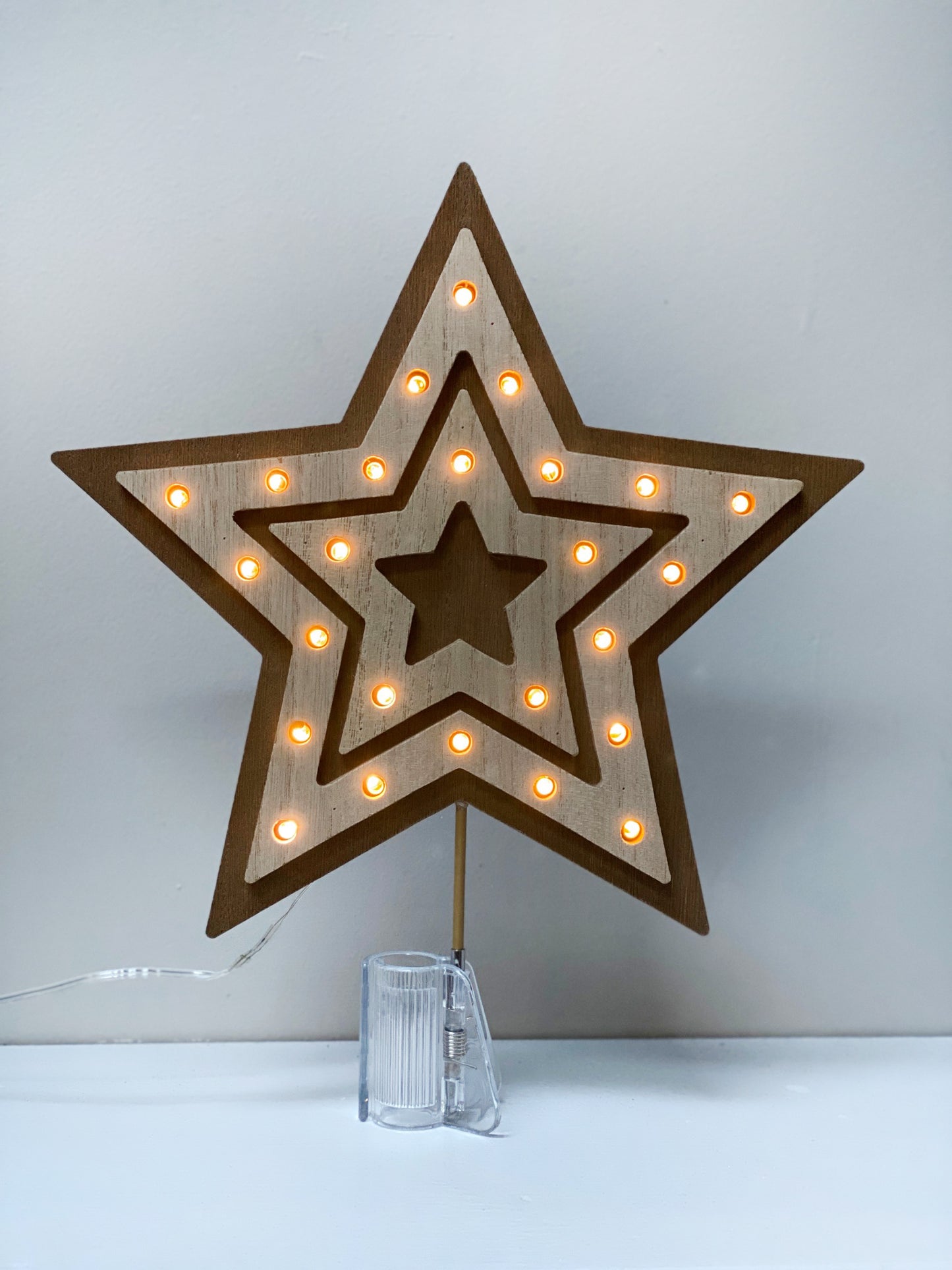 Light Up Wood Tree Topper