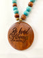 Custom Engraved Bohemian Wood Bead Pendant Necklace