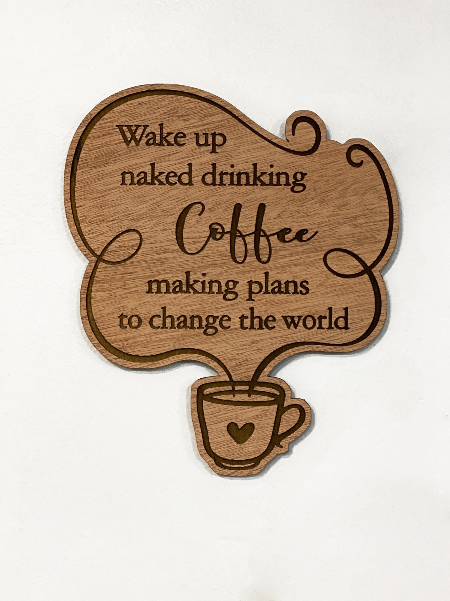 Kitchen Series Sipping Coffee Wood Wall Art