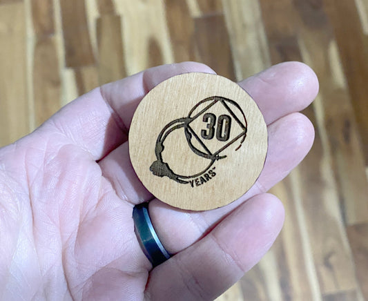 Custom Cherry Wood  NA  Anniversary Medallion For