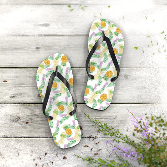 Pineapple Grass Bracelets White Flip Flops