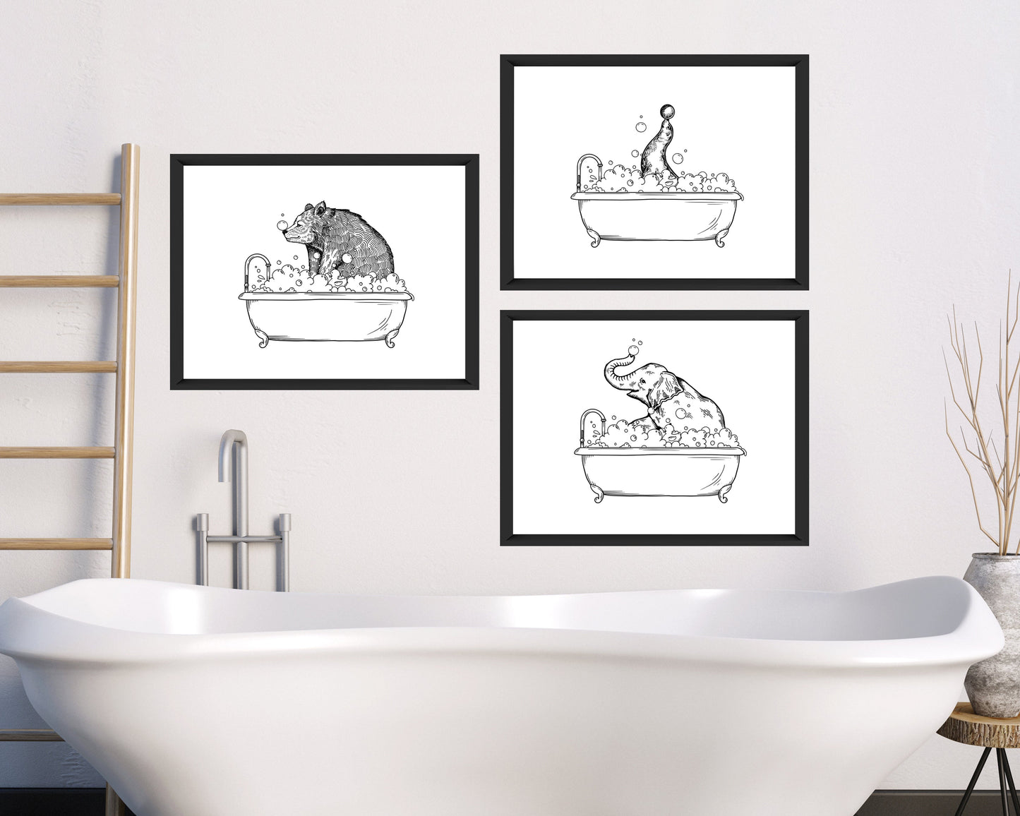 Bathtub Elephant Art Print