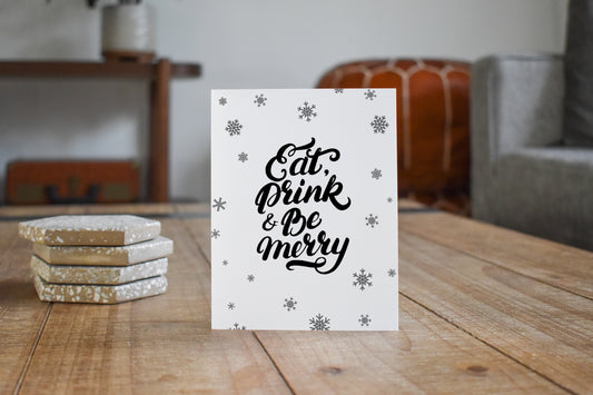 Eat Drink Minimalist 5x7 Holiday Card Bundle 6 Pack