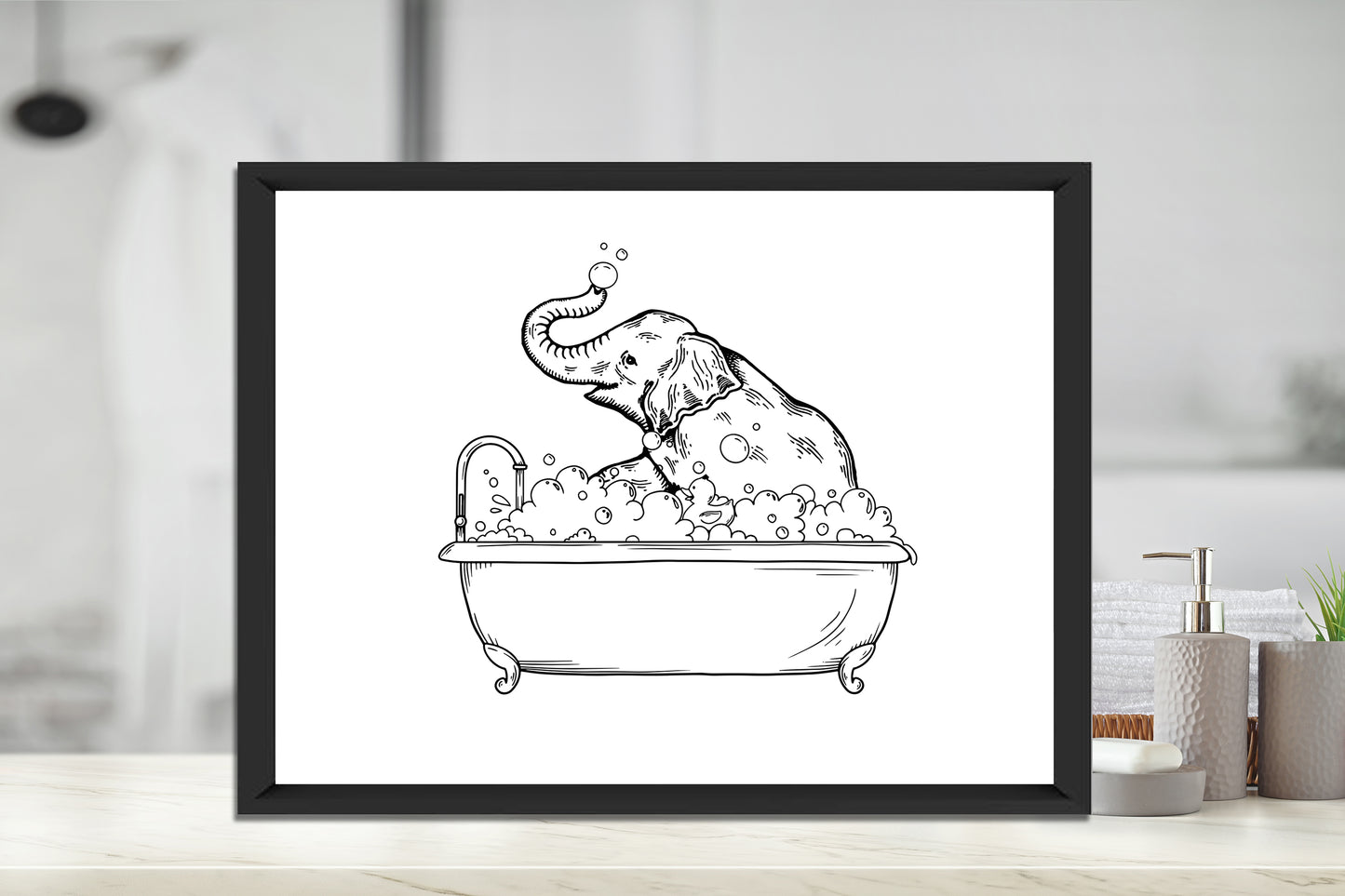 Bathtub Elephant Art Print