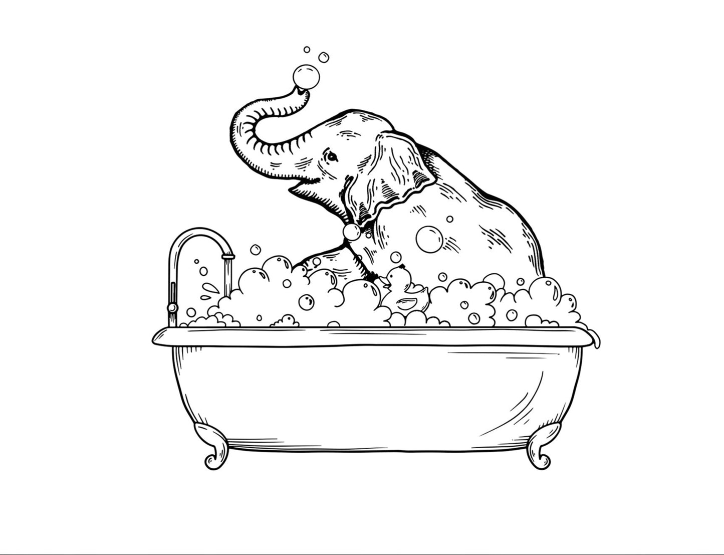 Bathtub Elephant Art Print