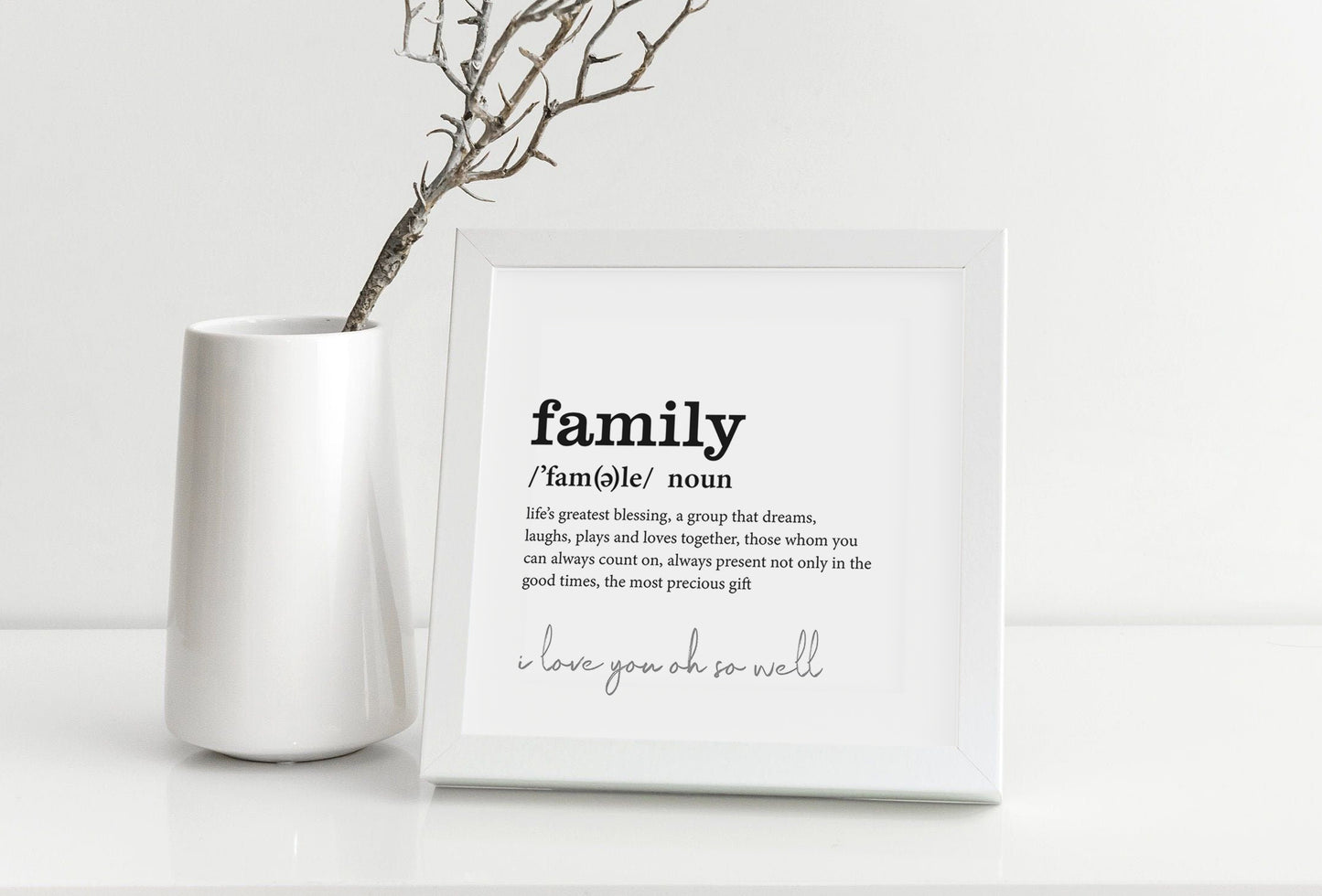 The Definition of Family Minimalistic Framed Print