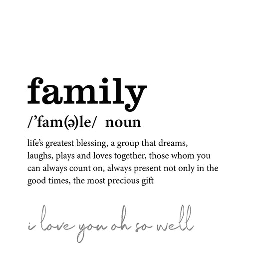 The Definition of Family Minimalistic Framed Print