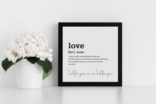 The Definition of Love Minimalistic Framed Print