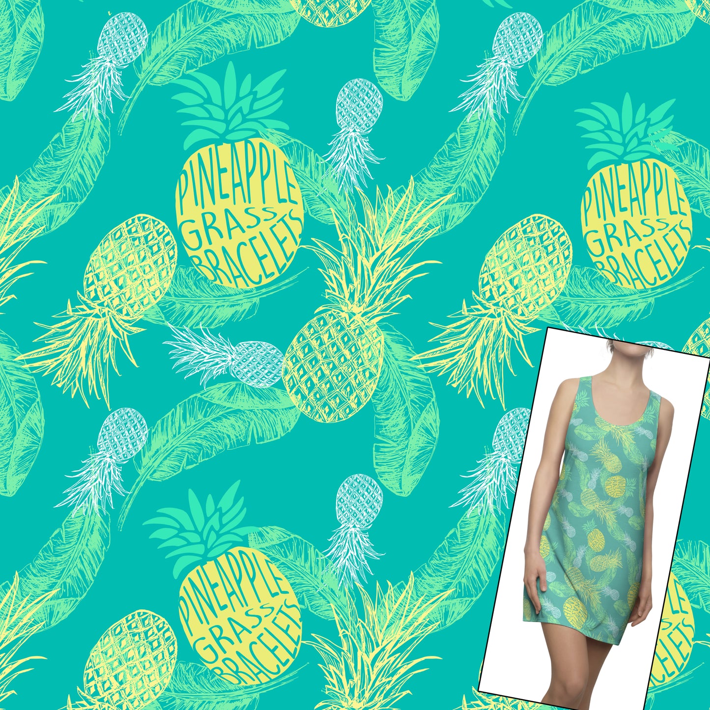 Pineapple Grass Bracelets Beach Cover Up