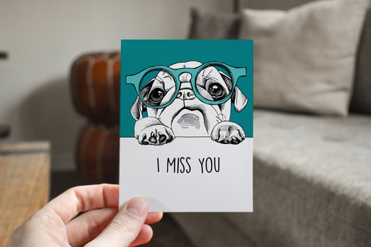 I Miss You Puppy Dog Eyes Greeting Card