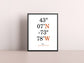 Famous Venues Latitude and Longitude Art Print