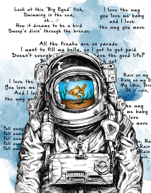 Big Eyed Fish Spaceman Mashup Art Print