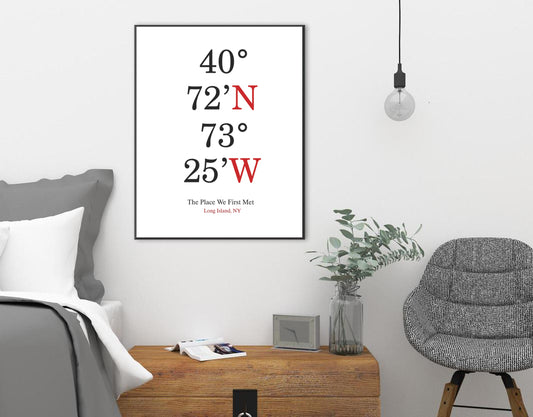 Places of the Heart Latitude and Longitude Art Print